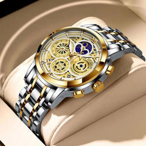 Hudlot - Fashion Stainless Steel Hollow Men Sports Chronograph Quartz Watch