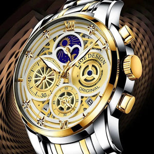 Hudlot - Fashion Stainless Steel Hollow Men Sports Chronograph Quartz Watch