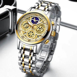 Hudlot - Fashion Stainless Steel Hollow Men Sports Chronograph Quartz Watch