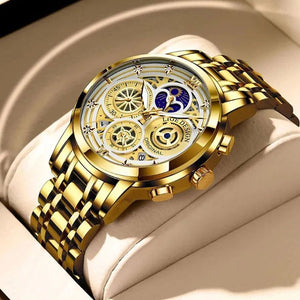 Hudlot - Fashion Stainless Steel Hollow Men Sports Chronograph Quartz Watch